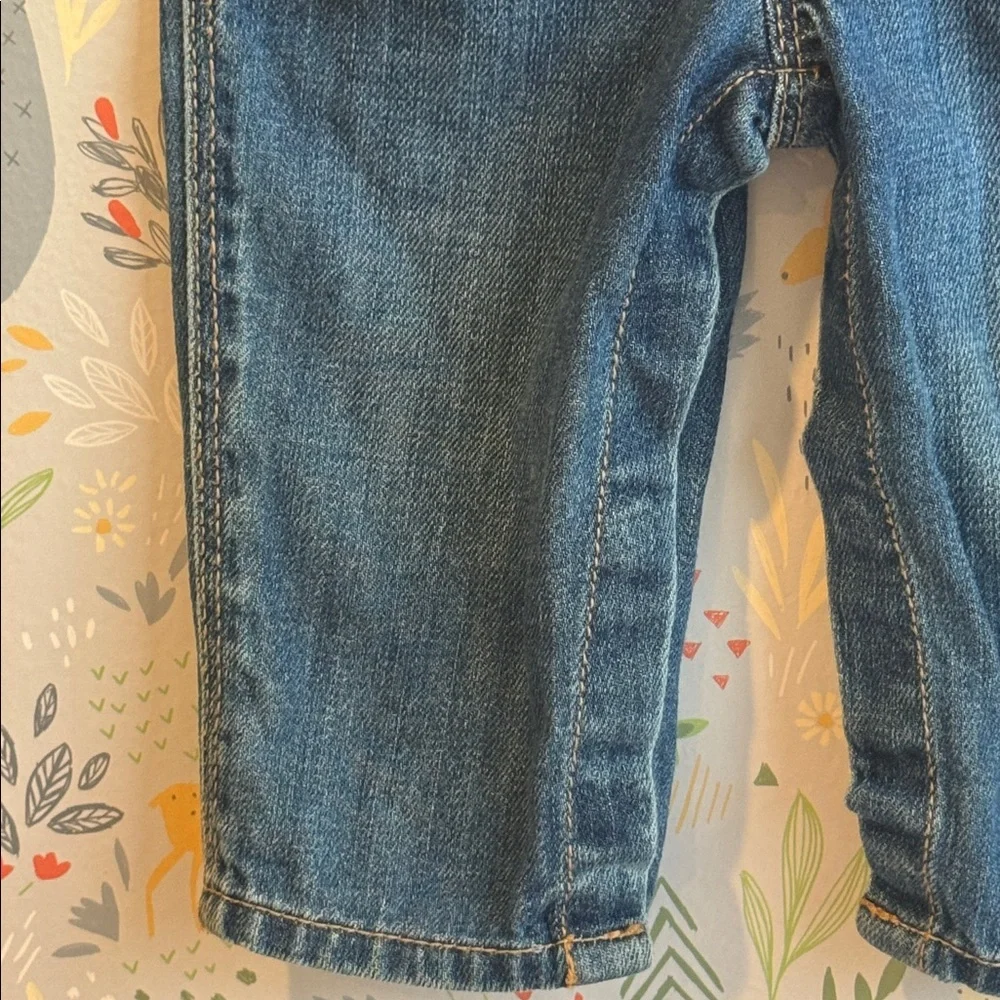Oshkosh Baby B’gosh 6 Mo Butterfly Heart Embroidered 100% Cotton Denim Overalls